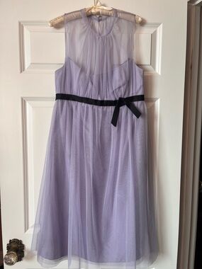 Vera Wang Lavender Tulle Dress with Black Waist Ribbon